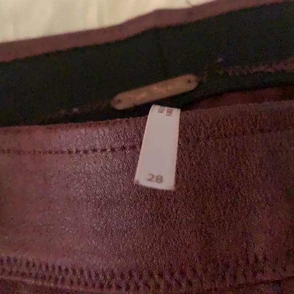 Free People faux leather burgundy leggings - Picture 4 of 6